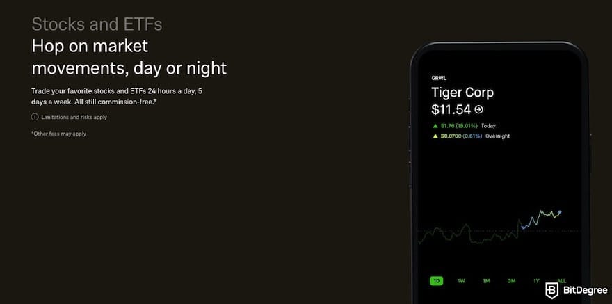 Kraken vs Robinhood: the Robinhood Invest interface, shown on a mobile device. Kraken vs Robinhood: the Robinhood Invest interface, shown on a mobile device.