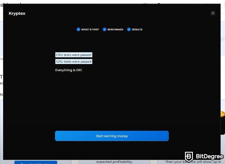 Kryptex review: benchmarking complete and you can start mining