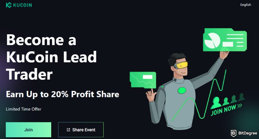 KuCoin copy trading: Lead Traders sign up page.