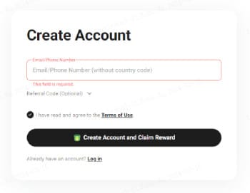 KuCoin copy trading: sign up page.