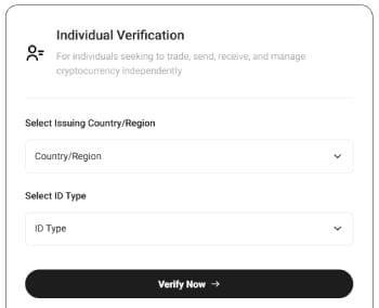 KuCoin KYC requirements: country and ID type selection on KuCoin.