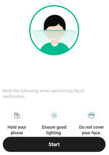 KuCoin KYC requirements: face verification on KuCoin App.