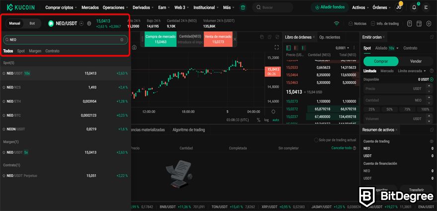 KuCoin Opiniones: Pares de Trading.