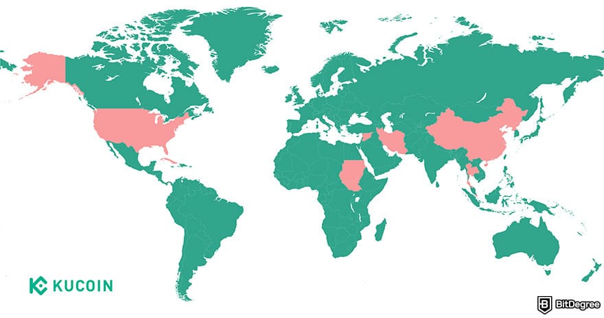 KuCoin review: KuCoin availability map in 2025.