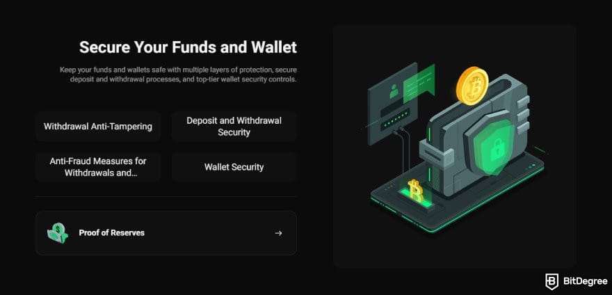 KuCoin review: a list of KuCoin's funds and wallet security features.