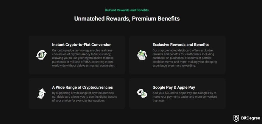 KuCoin review: KuCard benefits.