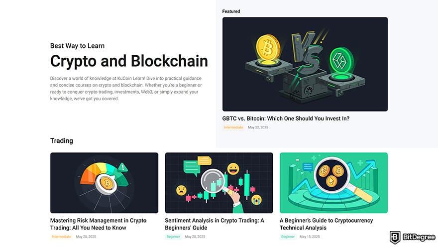 KuCoin review: the KuCoin Learn page.