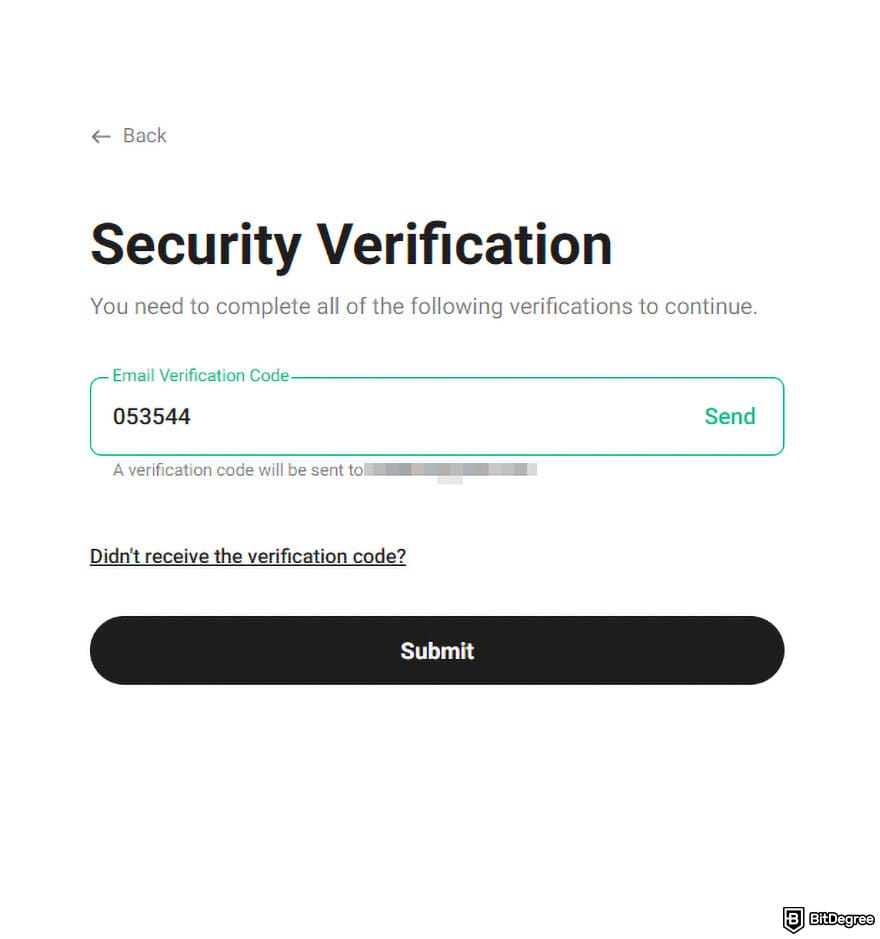 KuCoin review: the security verification page when signing up for KuCoin.