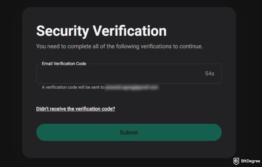 KuCoin review: the security verification page when signing up for KuCoin.