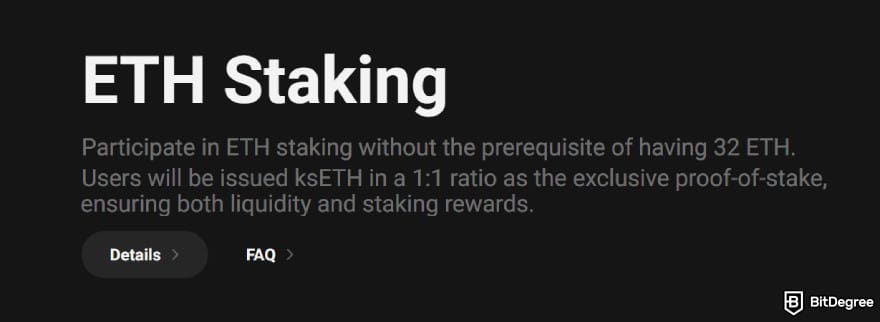 KuCoin staking: KuCoin's ETH Staking feature.