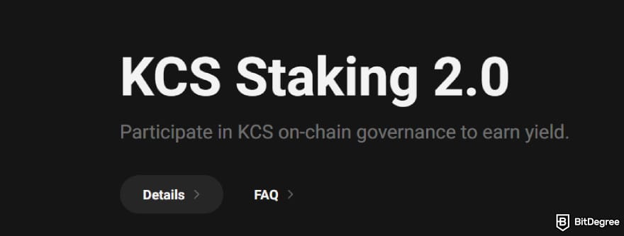 KuCoin staking: KuCoin's KCS Staking 2 feature.