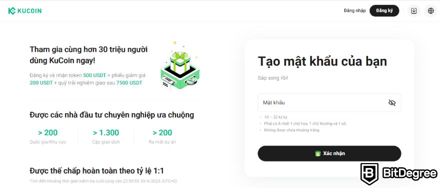 Sàn KuCoin là gì: Tạo mật khẩu.