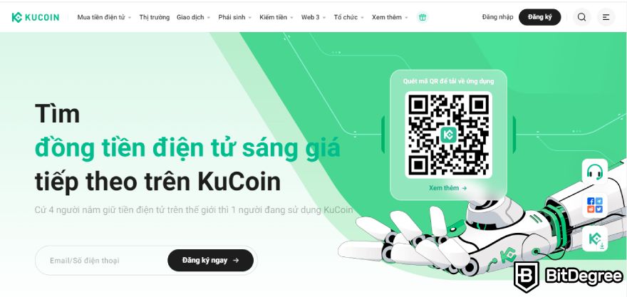 Sàn KuCoin là gì: Trang chủ.