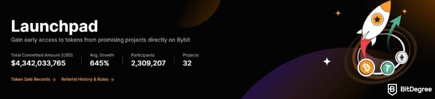 KuCoin vs Bybit: Bybit launchpad page. KuCoin vs Bybit: Bybit launchpad page.