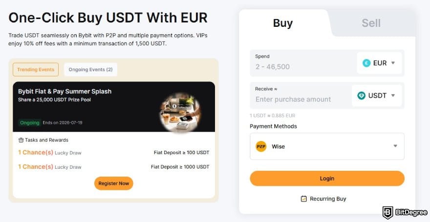 KuCoin vs Bybit: Bybit one click buy page. KuCoin vs Bybit: Bybit one click buy page.