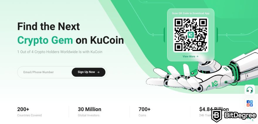 KuCoin wallet review: homepage.