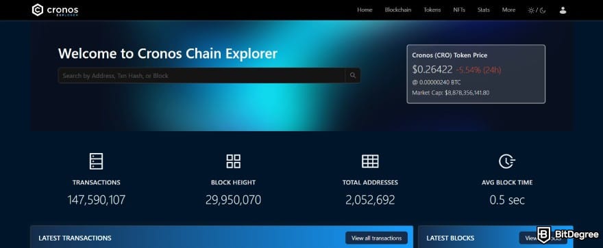 Layer 1 crypto list: Cronos's website.