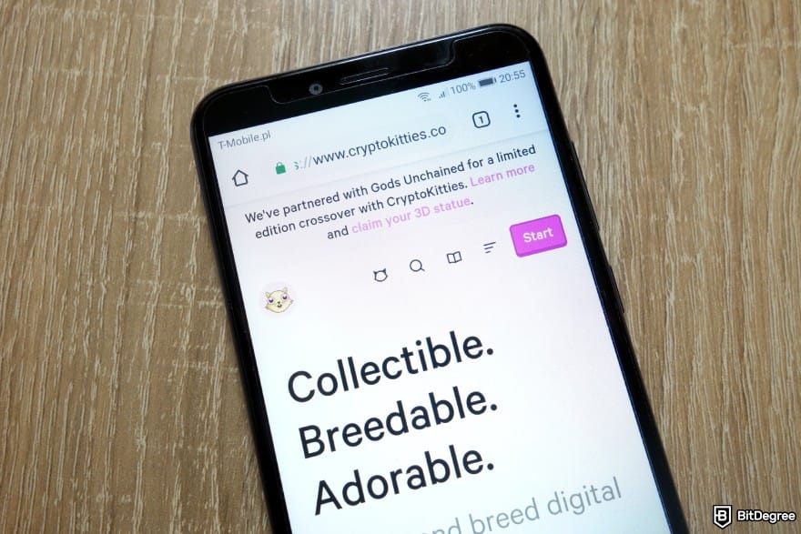 Layer 1 crypto list: CryptoKitties on phone.
