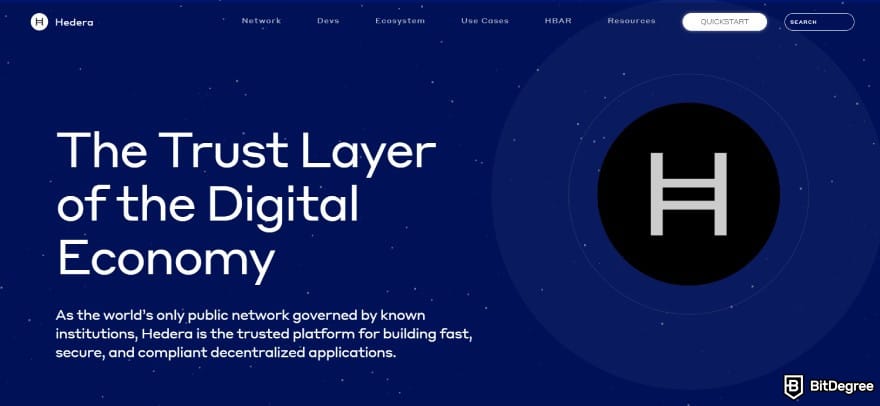 Layer 1 crypto list: Hedera's website.