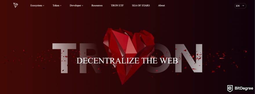 Layer 1 crypto list: Tron's website.