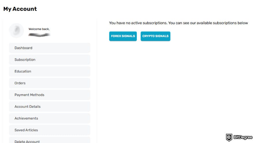 Learn2Trade review: dashboard interface.