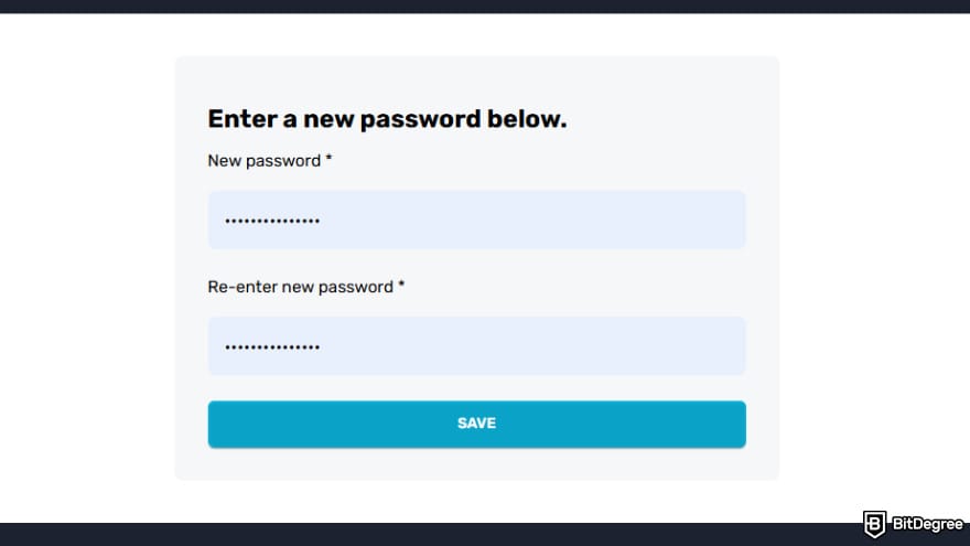 Learn2Trade review: set a new password.