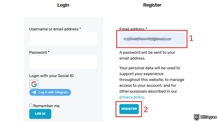 Learn2Trade review: enter your email and register.