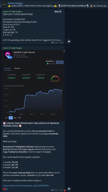 Learn2Trade review: how the Telegram group looks.