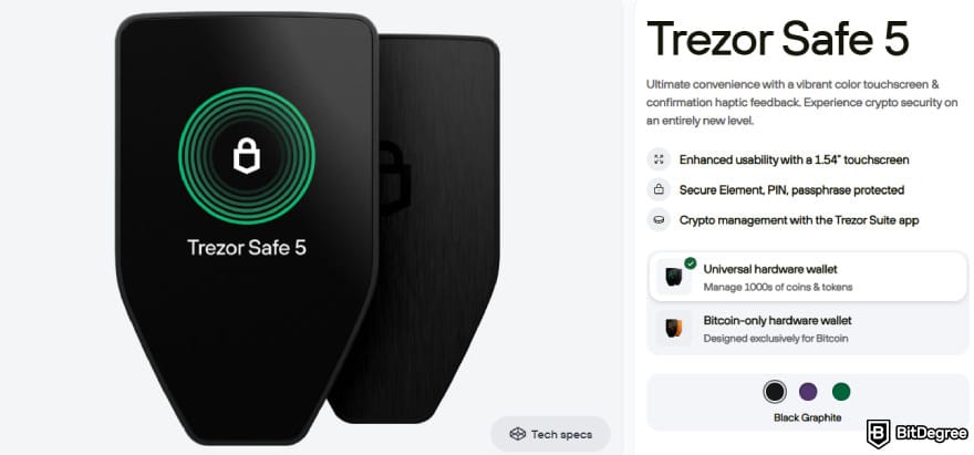 Ledger alternatives: Trezor Safe 5 buy page.