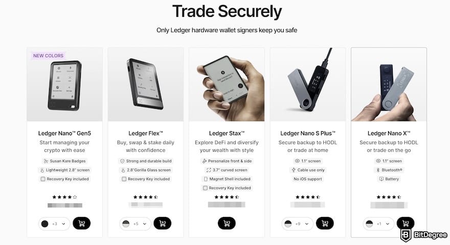 Ledger Black Friday: Ledger lineup on its shop page.