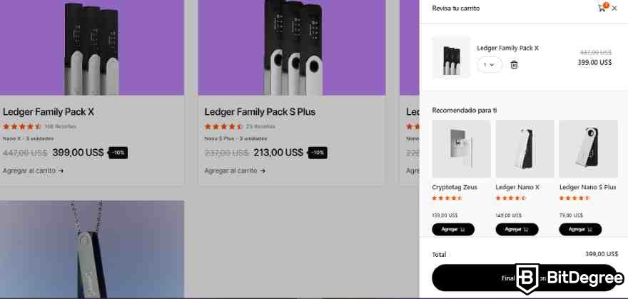 Ledger en Black Friday: página de compra.