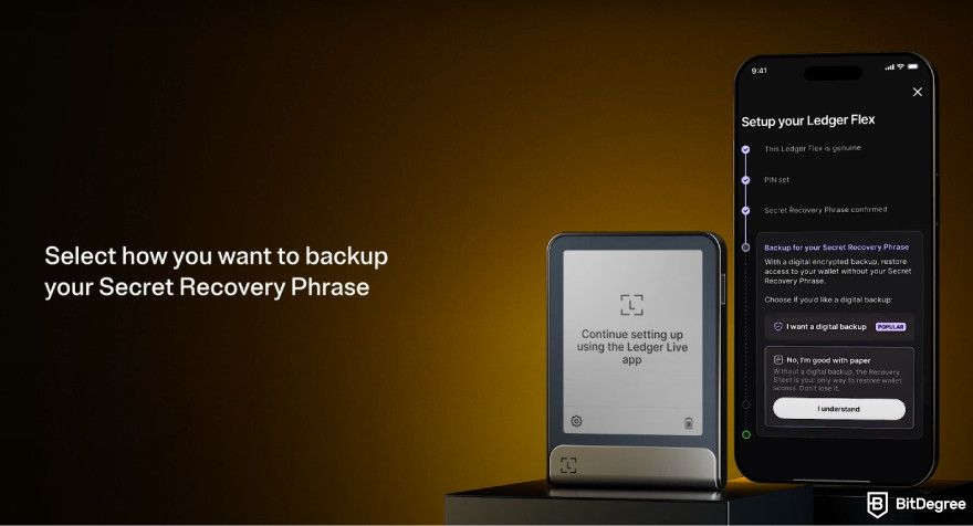 Ledger Flex review: choose the backup method.