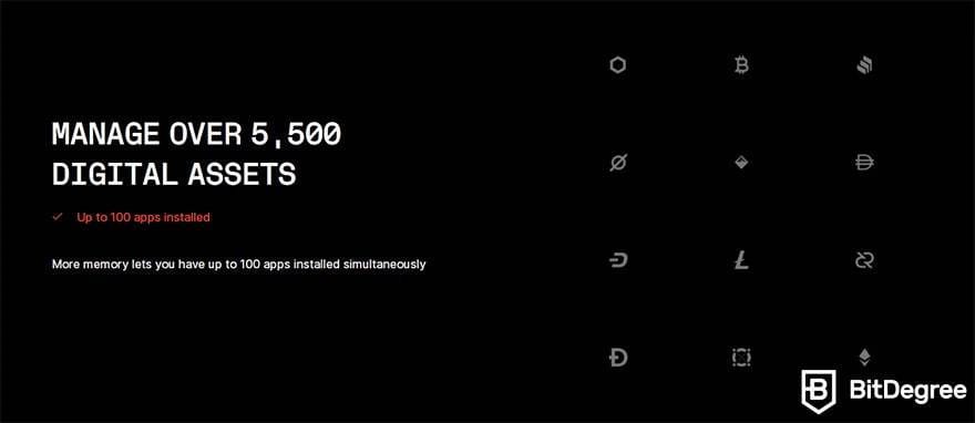 Ledger Nano S Plus review: description of Ledger's supported assets and apps.