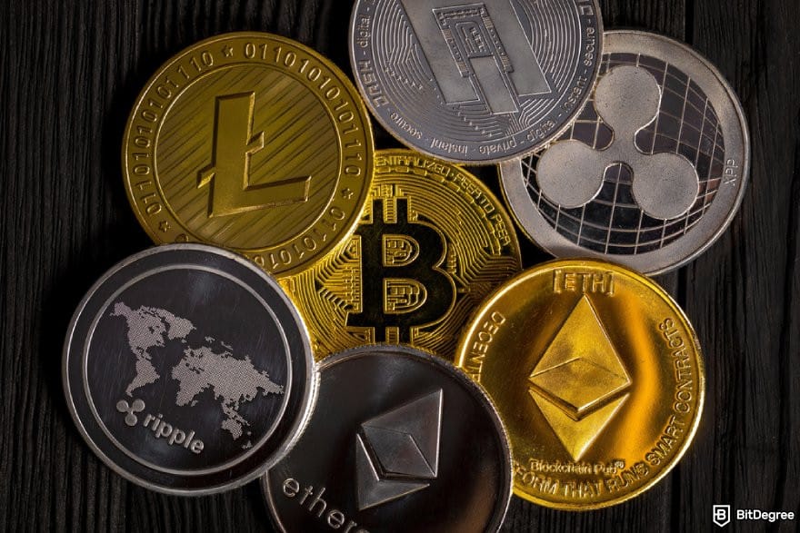 Ledger Nano X: multiple different crypto coins.