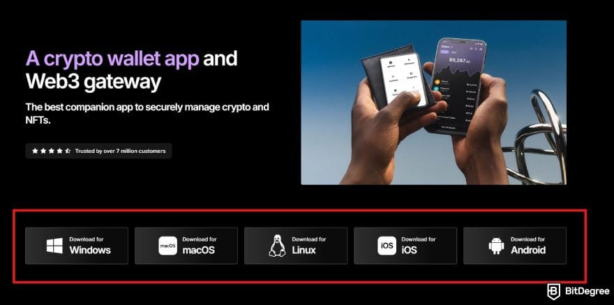 Ledger Nano X review: Ledger Live download page with the OS options highlighted.