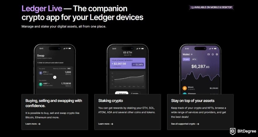 Ledger Nano X: description of the Ledger Live app.