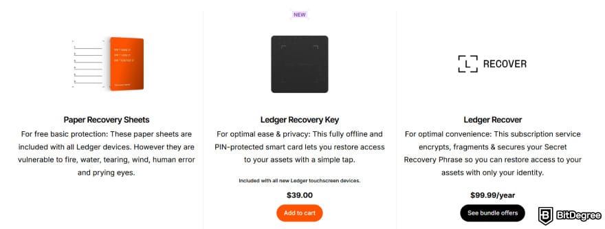 Ledger Recovery Key review: side-by-side comparison.