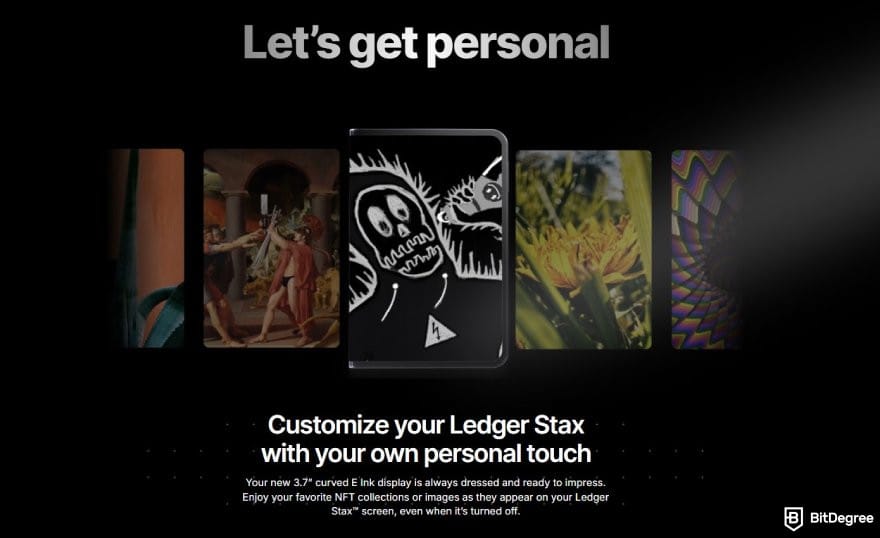 Ledger Stax review: descriptions of how to personalize Ledger Stax with NFT collections.