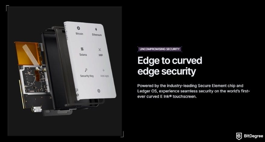 Ledger Stax review: the section for ssecurity on Ledger Stax's page.