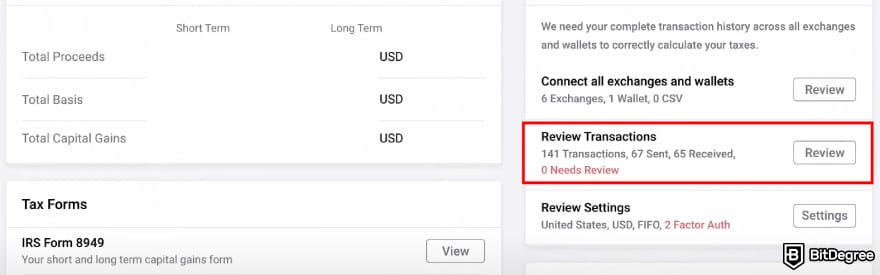 Ledger taxes: review transactions on ZenLedger.
