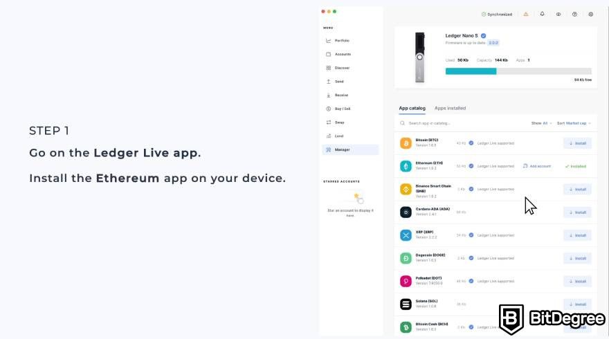 Lido staking: go to Ledger Live app.