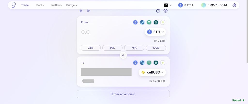 Linea airdrop guide: the Trade section on SyncSwap.
