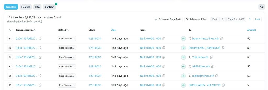 Linea airdrop guide: LXP scan.