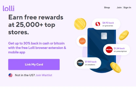 Lolli - Best for shoppers who want to earn cashback in Bitcoin