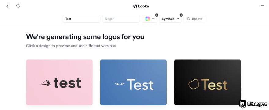 Looka coupon code: Looka generating logos.