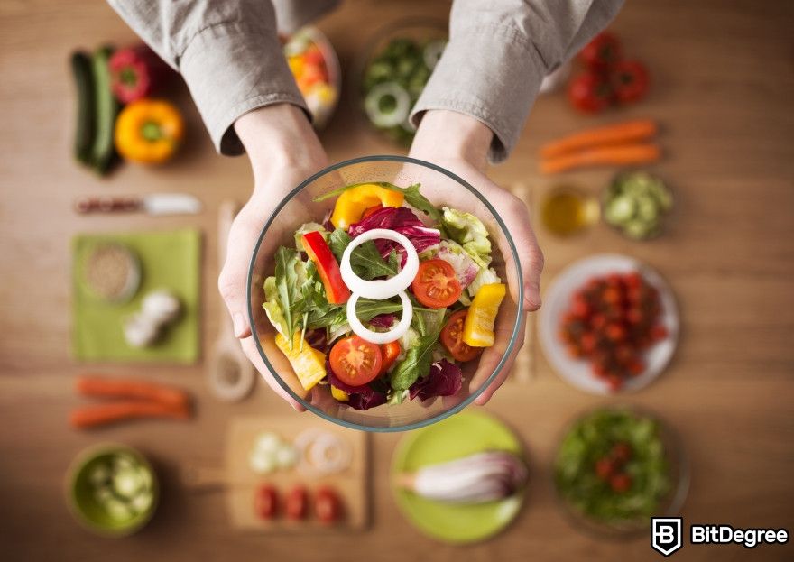 Looka review: A person holding a bowl of different ingredients.