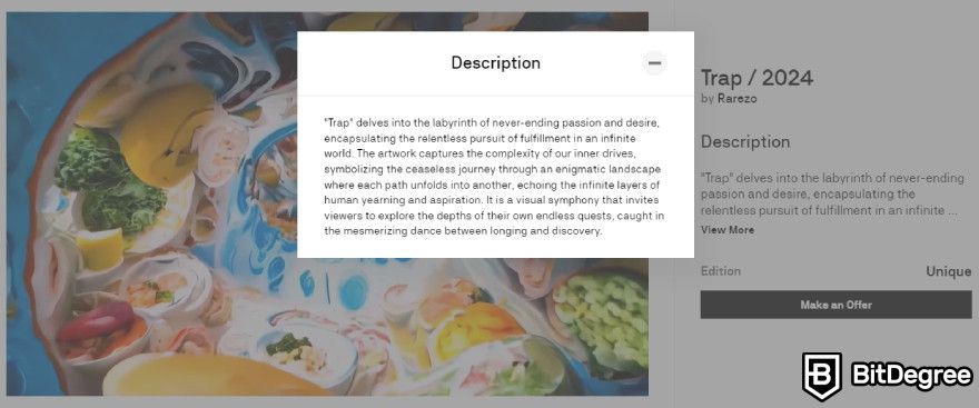 MakersPlace review: an NFT description.