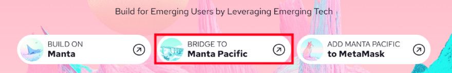 Manta airdrop guide: [Bridge to Manta Pacific] button.