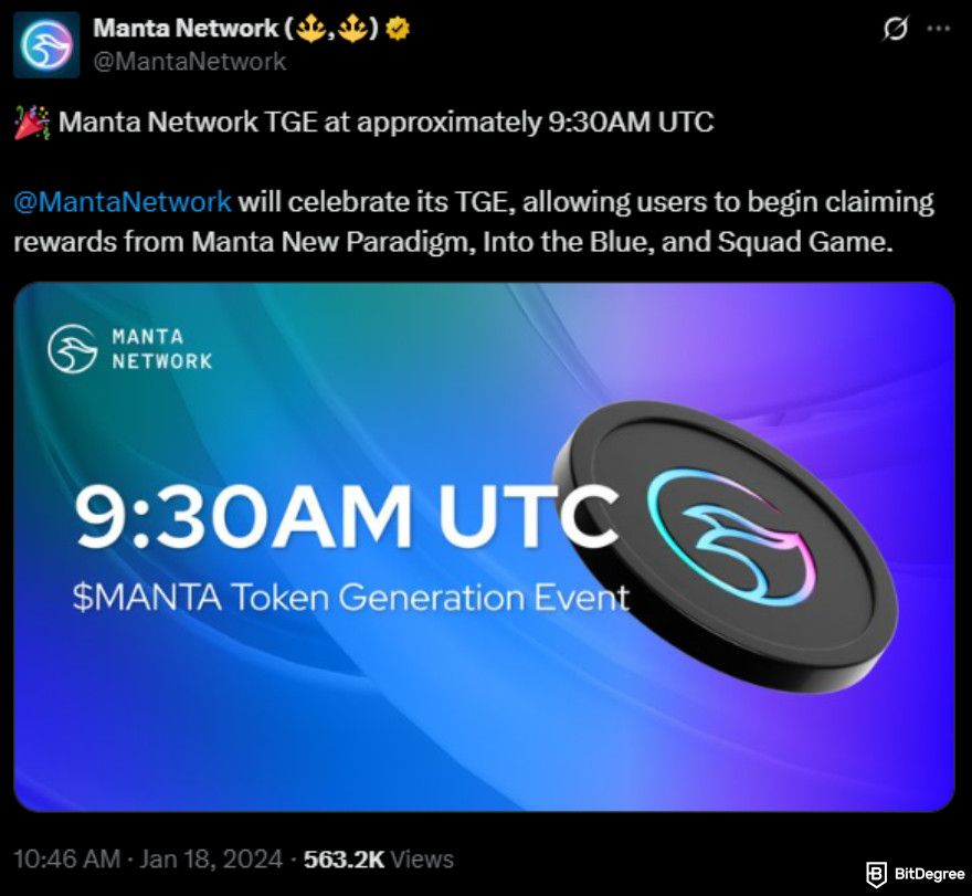 Manta airdrop guide: Manta campaigns on X.