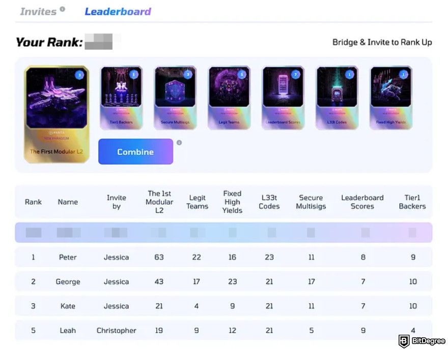 Manta airdrop guide: New Paradigm leaderboard.